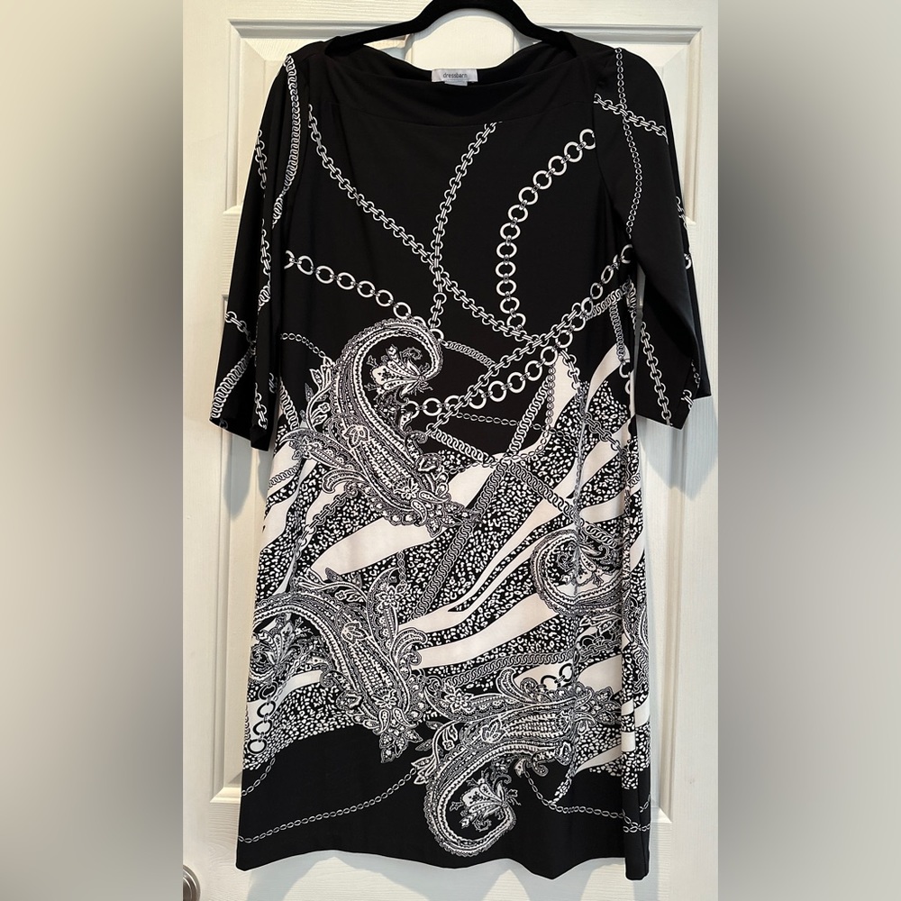 Dressbarn black with chain design sheath dress Size 12